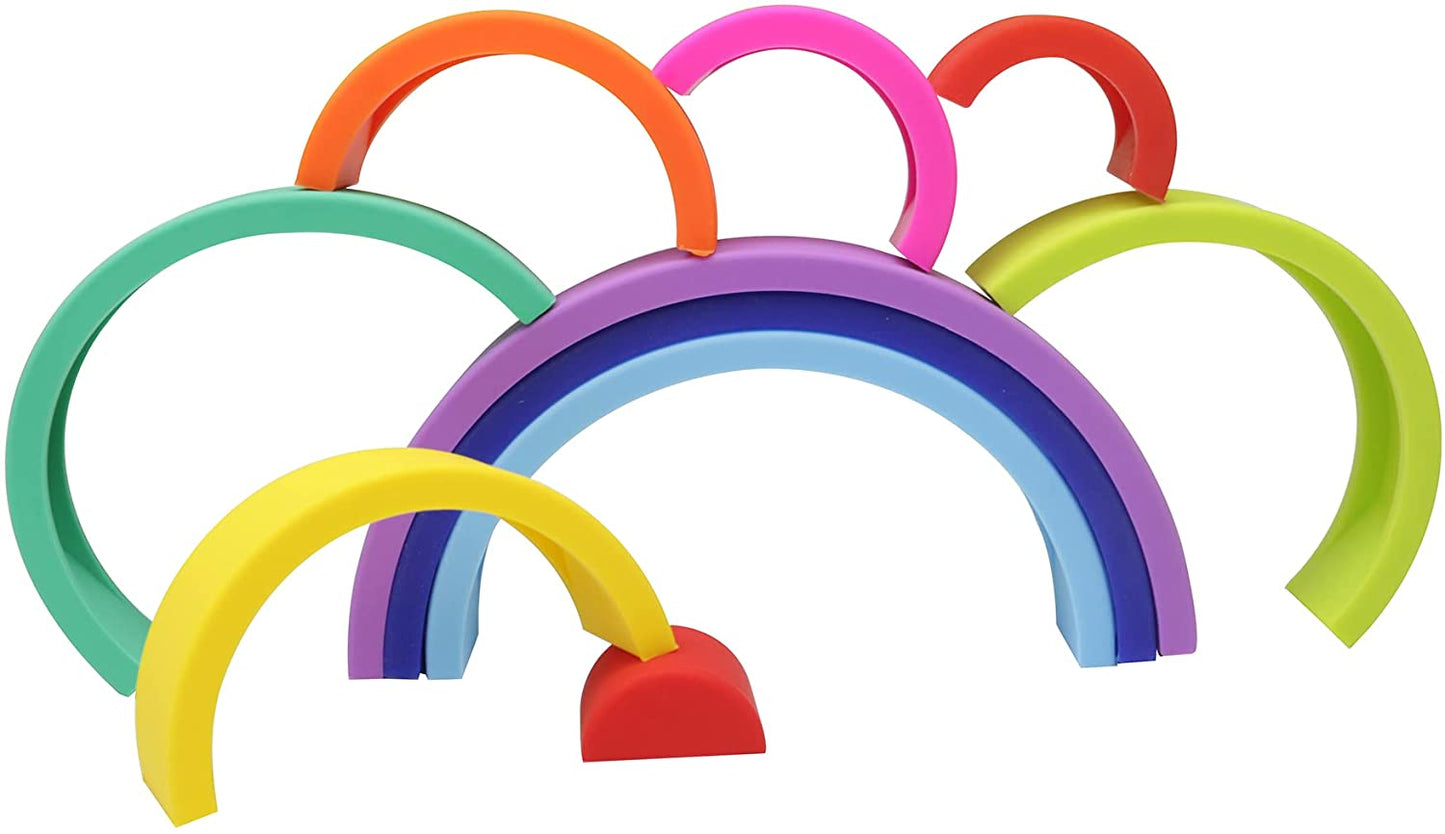 10 Layers Silicone Rainbow Stacker, Nesting Rainbow, Learning Toy Set, Early Development Gift, Stacking Rainbow (Rainbow Block)